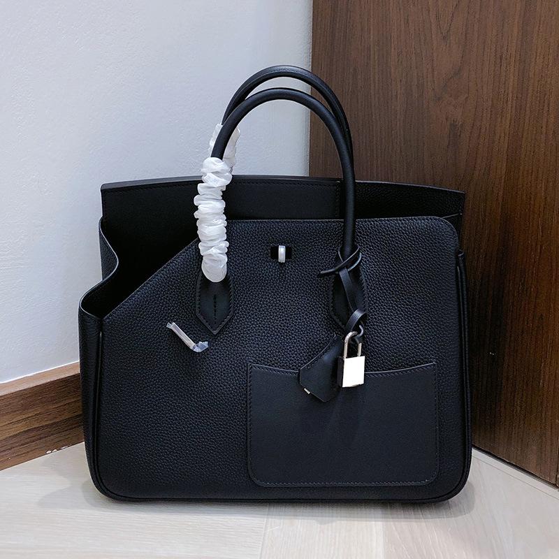 

Высококачественная сумка из коровьей кожи высшего слоя платиновой отделки с лоскутным контрастом цветов из кожи неправильной формы, женская сумка, сумка-тоут, карманная сумка большой вместимости 30x12x25cm