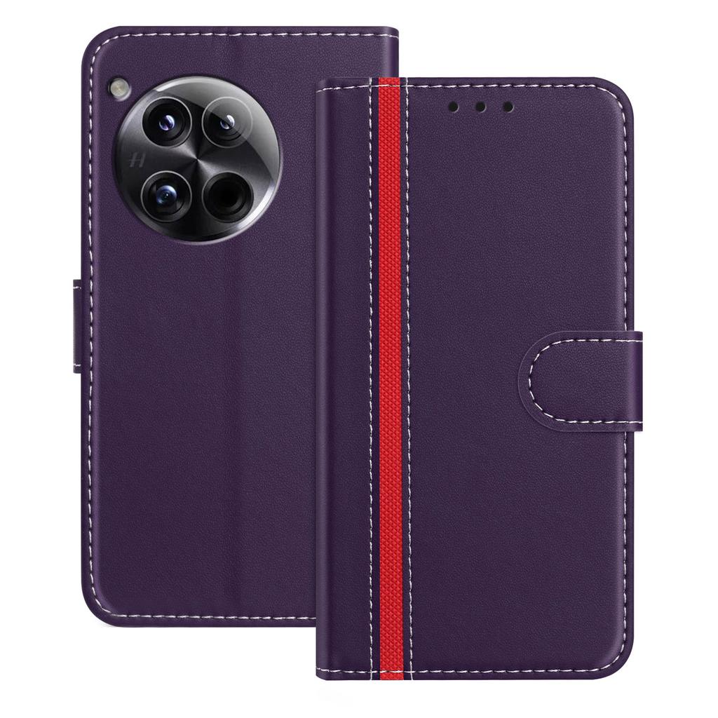 For OnePlus 12 5G Phone Cases Wallet Stand Color Splicing Leather Cover with Magnetic Clasp