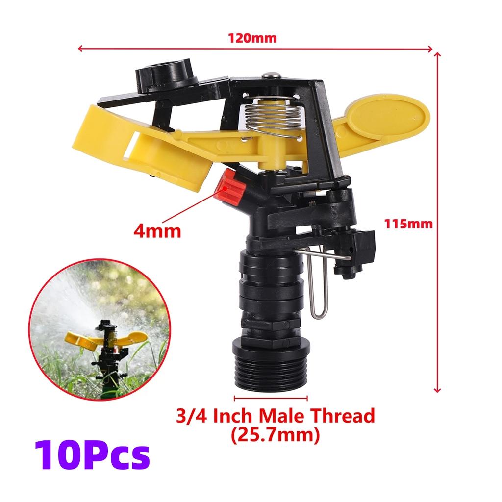 1/5/10Pcs Adjustable Rocker Impact Sprinkler Head 3/4" 360 Degree Rotary Watering Nozzle for Garden Lawn Agriculture Irrigation
