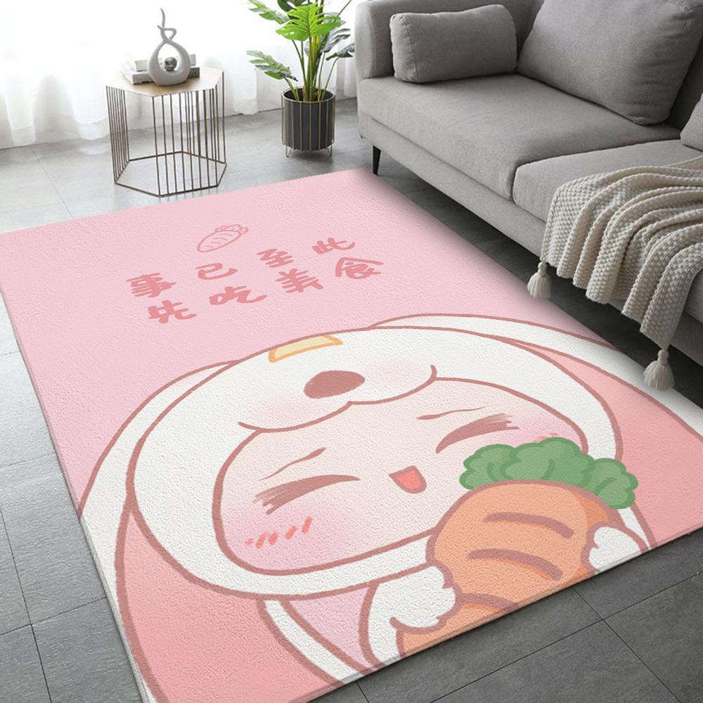 Kawaii Rabbit Rug Cartoon Animal Velvet Baby Room Floor Mat For The Living Room Bedroom Decor Carpet Home Kitchen Bath Tapis