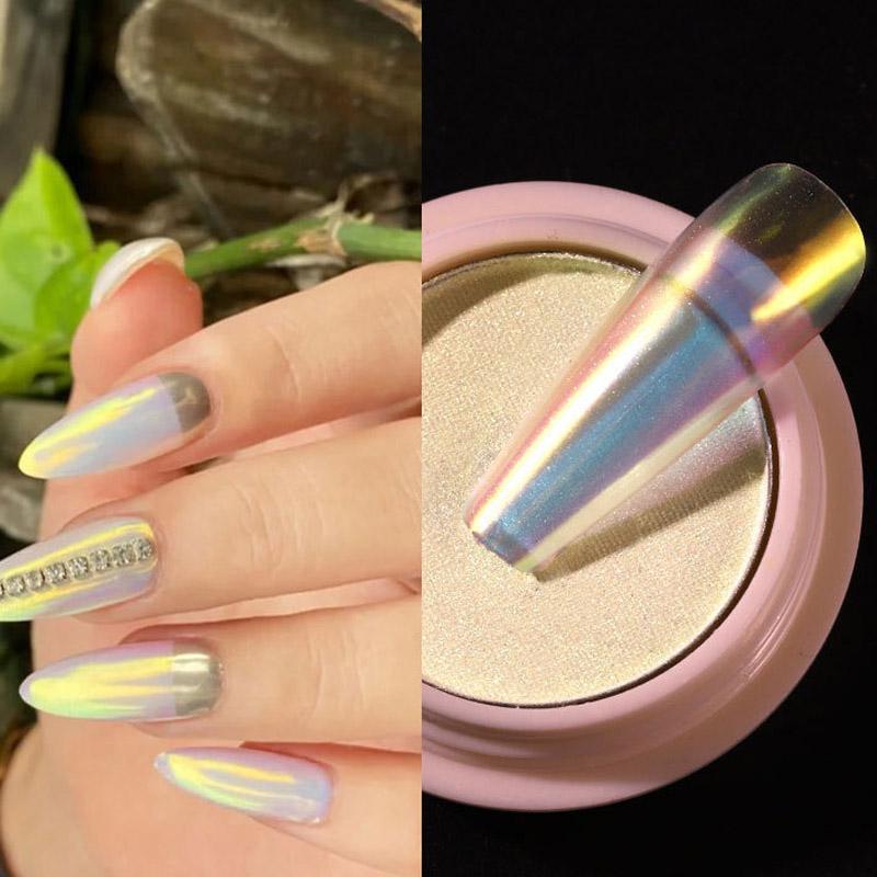 

1 шт. Инструмент для ногтей Ice Transparent Nude Color Powder Aurora Powder Net Red Manicure Magic Color Mirror Flour Powder
