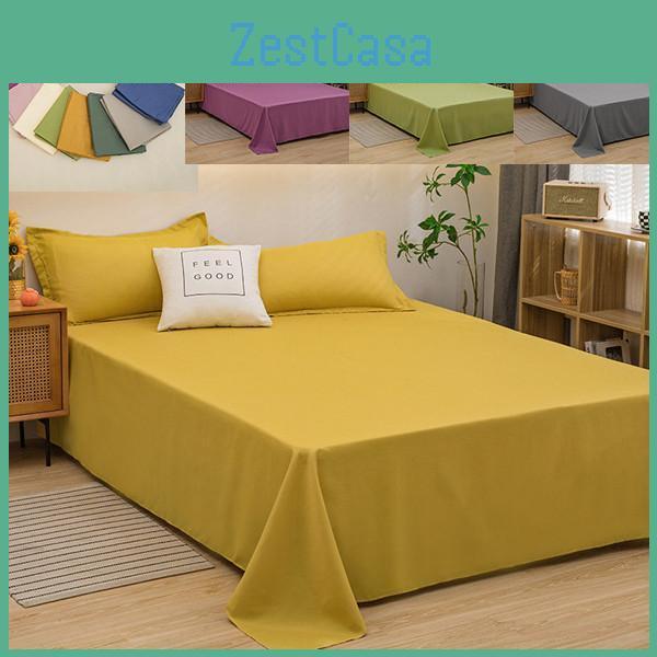 Flat Cotton Sheet Bedding Solid Color Mattress Cover Non Slip Fitted Sheet For Single Double Home Sheets For Bed