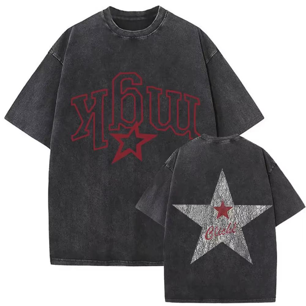 Vintage Washed MGK Lost Americana Tour Print Tshirts Men Women Harajuku High Quality Fashion Oversized Cotton T Shirt