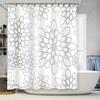 Modern Floral Shower Curtain White And Gray Flower Pattern Waterproof Bathroom Decor For Home Decoration