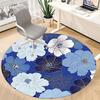 1pc Floral Blue Office Round Area Rug,  Mat Suitable For Office, Under Office Chairs Bedroom Living Room Home Decor, Room Deco