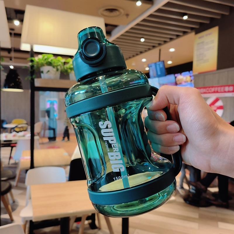 

Big belly cup sports plastic kettle ton barrel ton student portable space cup 1500ml тёмно-синий