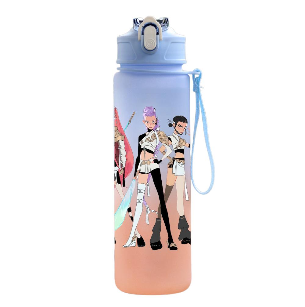 750Ml Water Bottle Cartoon K-Pop Demon Hunters Printed Large Capacity Drinking Cup Portable Outdoor Sports Water Cup Children Kid Gift