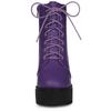 Allegra K Lace-Up Ankle Boots with Platform and Thick Heel, Perfect for Parties and Halloween, Purple, Size 24.0cm
