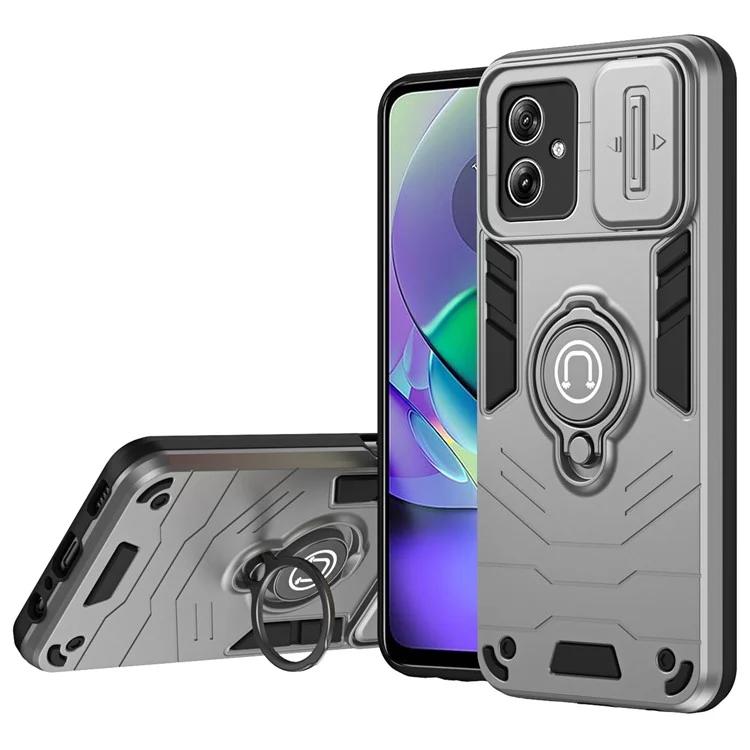 

Для Motorola Moto G54 5G Чехол PC+TPU Подставка для телефона Слайд-объектив Защитный экран