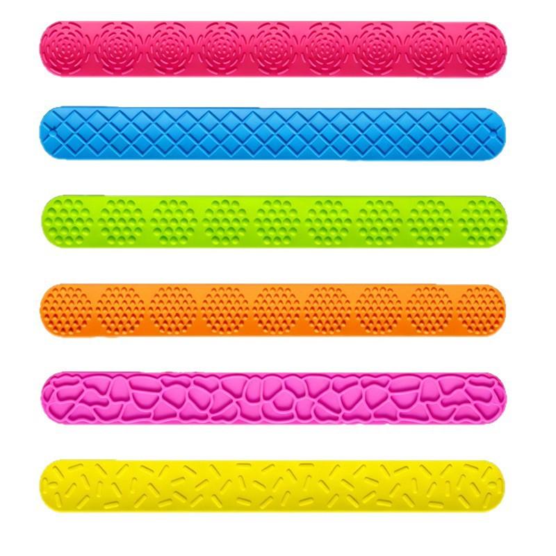 1/6Pcs Creativity Fidget Toys Slap Bracelets Textured Silicone Sensory Toys for Kids Autism Calming Sensory Wristband Toy