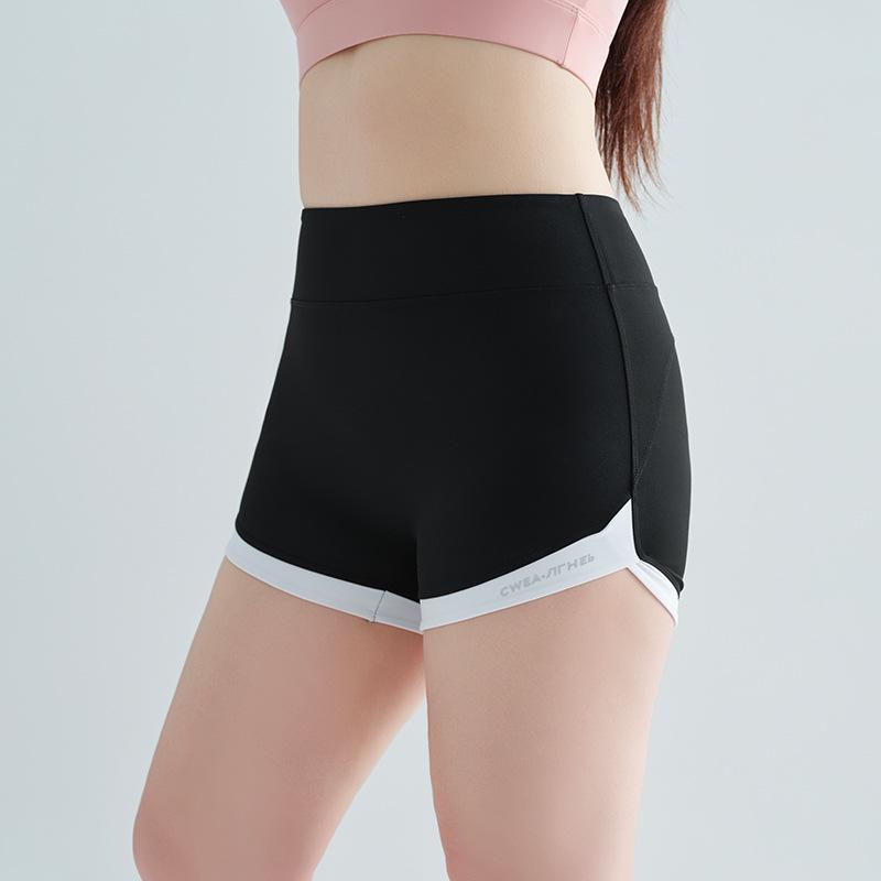 

Персиковые шорты для йоги с высокой талией и эффектом подтяжки ягодиц для женщин - Фитнес-шорты для пилатеса и бега на лето XXL чёрный