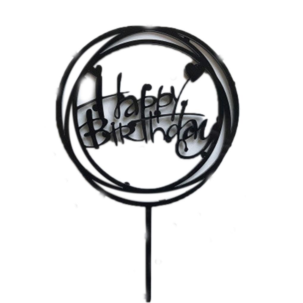 Acrylic Baby Shower Birthday Party Round Love Cake Topper Cupcake Dessert Happy Birthday Decoration