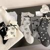 5 Pairs Set Heart Polka Dots Long Socks Thickened Sweet Socks Mid Tube Socks  Autumn Winter Season