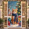 Cat Theme Christmas Banner Snowy Scene Wreath Kitten Christmas Party Decoration Backdrop Xmas New Year Party Photo Shoot Prop