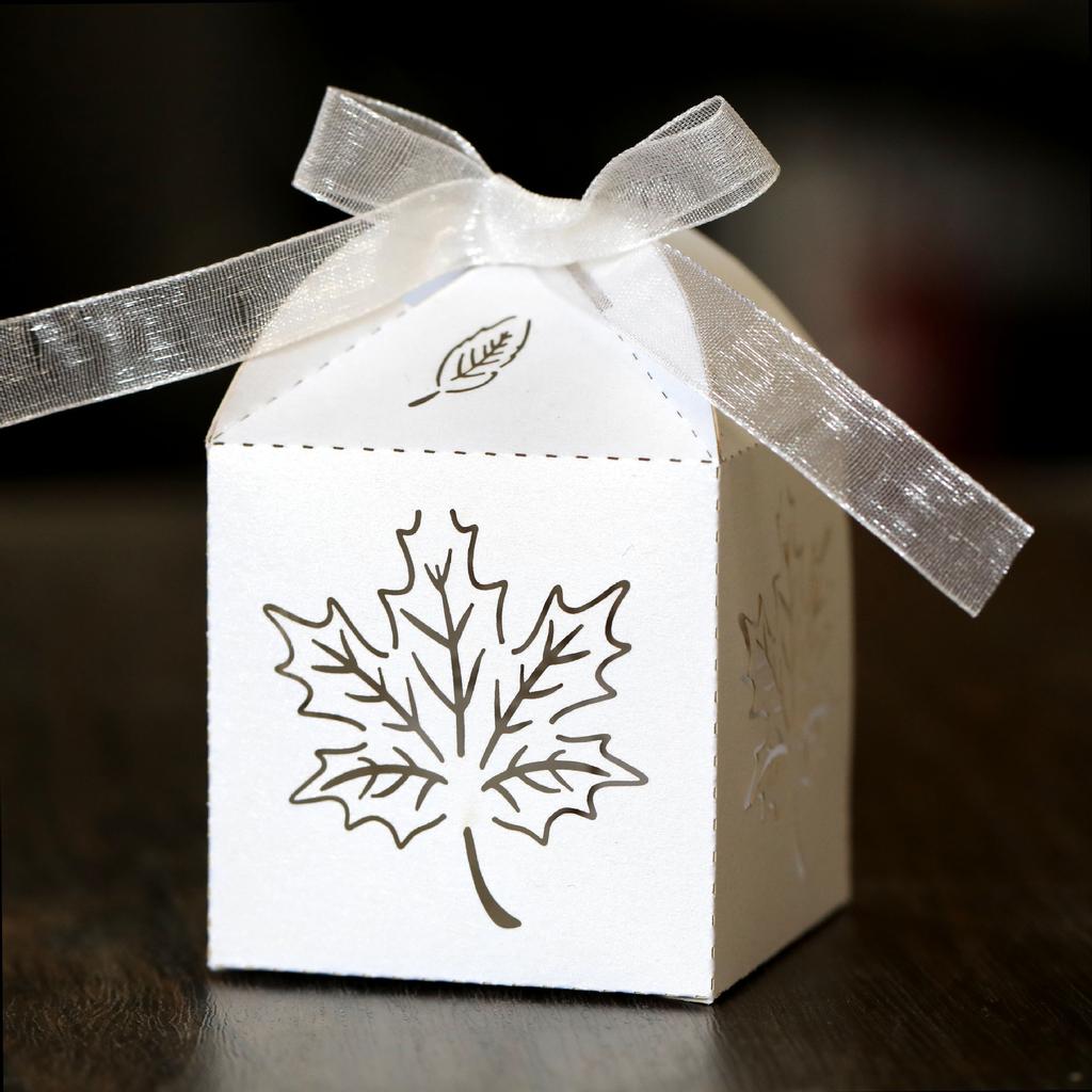 WTEMPO 10pcs Fall Maple Leaf Hollow Party Gift Boxes The Thanksgiving Day Pumpkin Pie Sweet Potato Packaging Boxes, Creative DIY Orange Paper Boxes