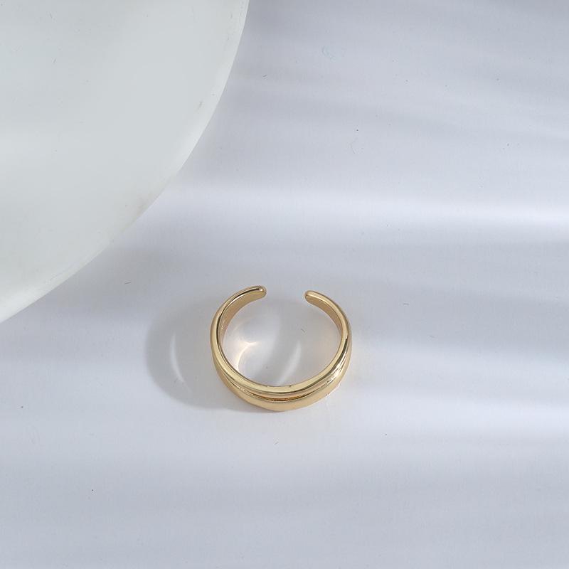 Double Layer Open Ring: Japanese-Korean Design in Gold & Silver