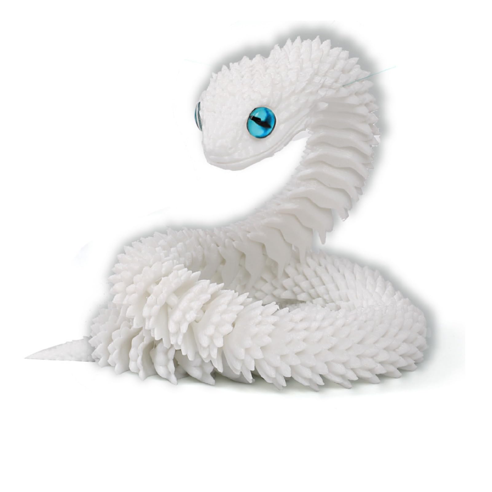 

Famimueno Snake Figurine, Zodiac Sign, 3D Print, Movable, Suitable for Entryway, Flexible, Exercises, Feng Shui, Good Luck, Cute (White, 39cm Long)