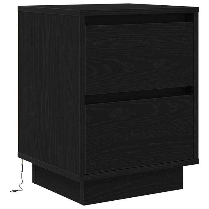 VidaXL Table de chevet avec lumières LED noir 38x34x50 cm, table de nuit, table de lit, table d'appoint, armoire de lit, 861285