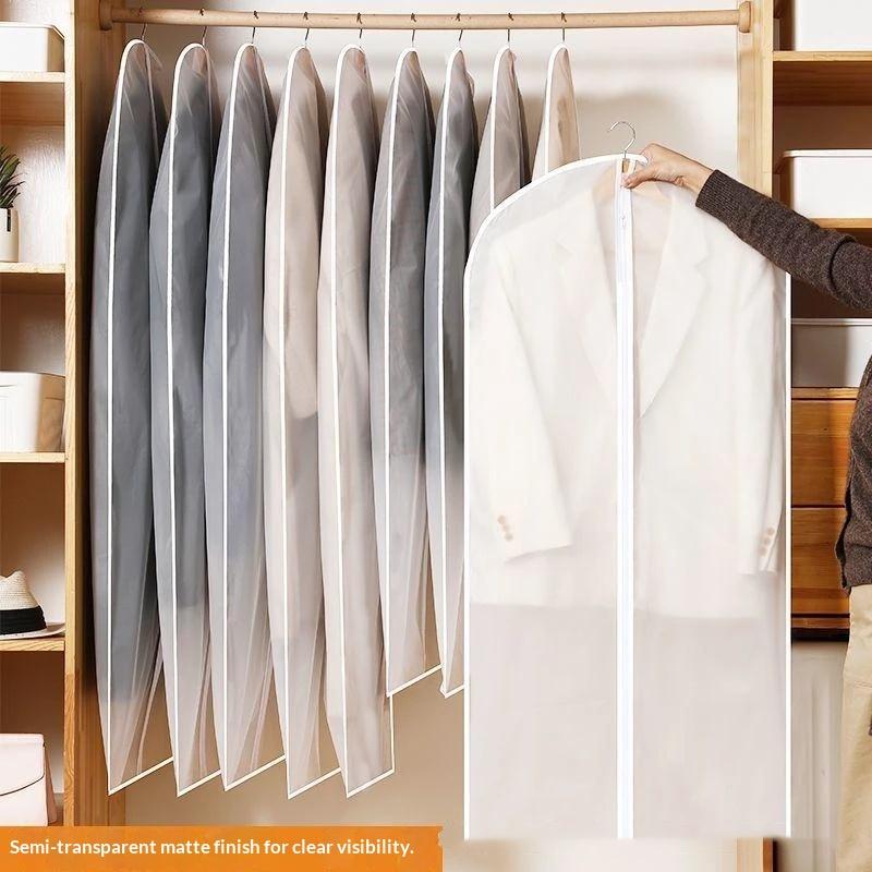 4Pcs Transparent Hanging Clothes Dust Cover Zippered Garment Bags Suit Coat Dress Waterproof Dustproof Wardrobe Storage