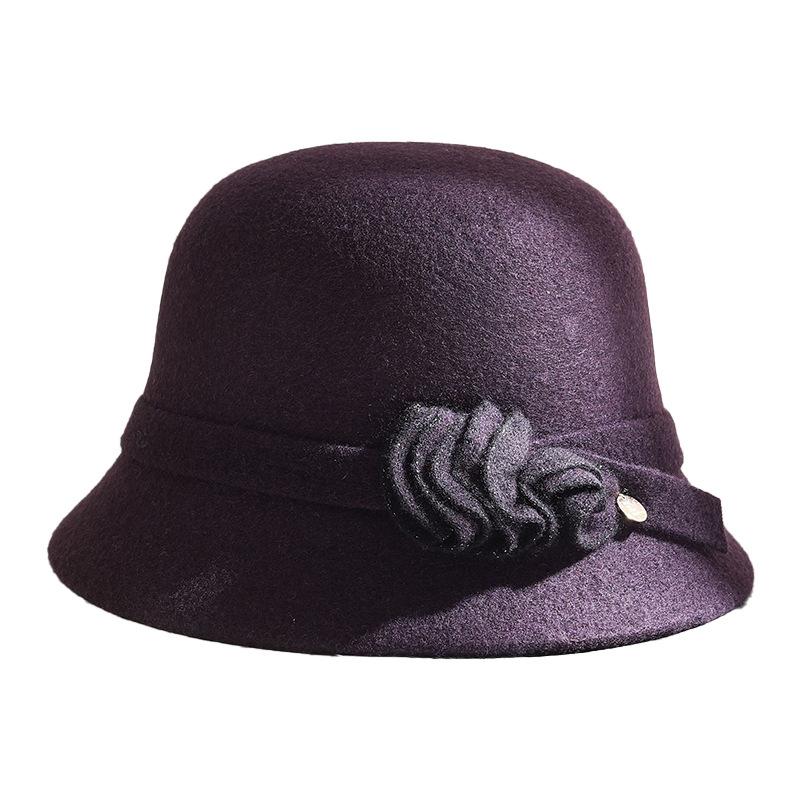 Wool basin hat autumn and winter new hat women's versatile warm fashion bucket hat dome British retro top hat