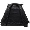 Men's Retro Motorcycle Leather Jacket Stand Collar Slim Fashion Plush Leather Jacket