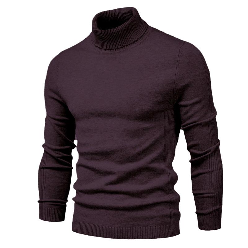 Autumn Winter Casual Men's Solid Color Pullover Sweater High Collar Men Knitwear Sweaters