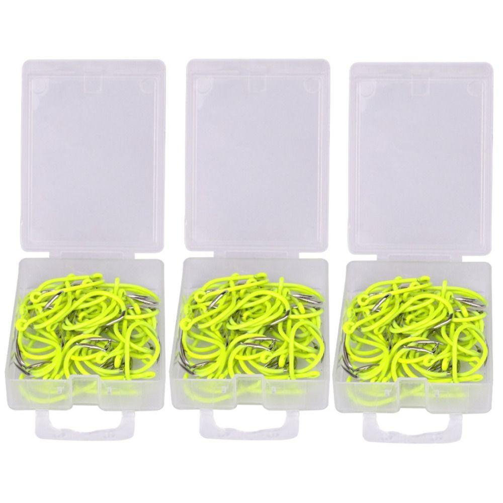 50pcs/box Anti-rust Barbed Fishing Hooks With Barb Fluorescence Hook  Sea Fishing Tackle