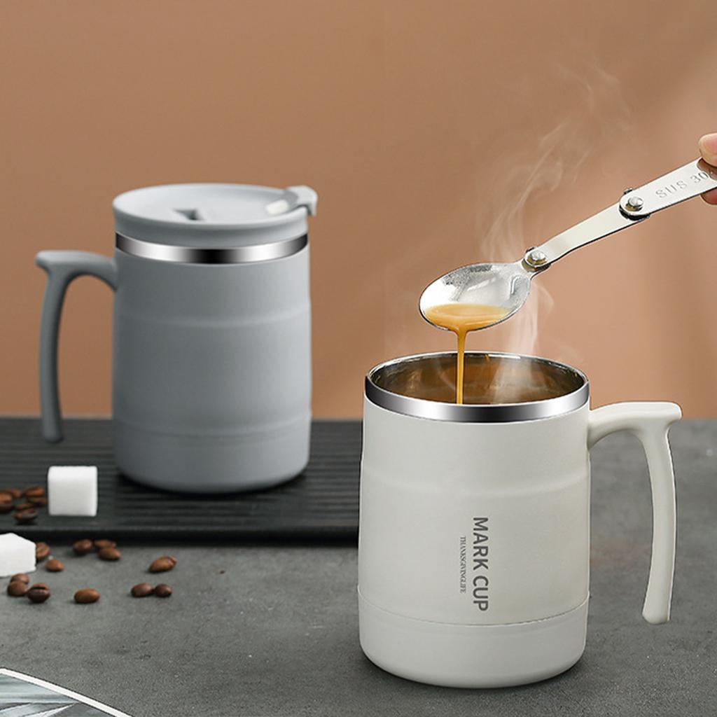 Thermal Cup 304 Stainless Steel Double-layer Insulated Coffee Mug With Spoon Portable Leak Proof Wter Cup For Student Adult