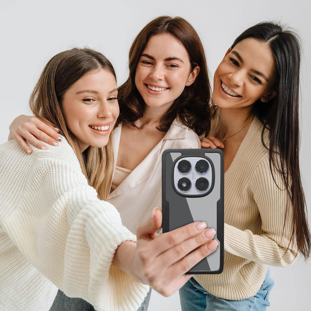 For Xiaomi Poco X7 5G/Redmi Note 14 Pro+ 5G/Note 14 Pro 5G Case Acrylic + TPU Clear Phone Cover with PET Screen Film