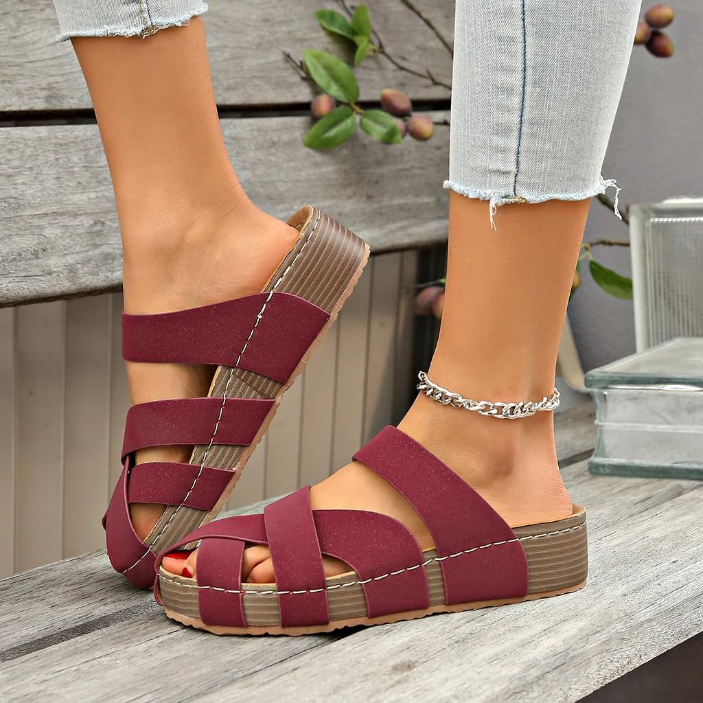 Fashion Women Cork Flat Slippers Non-slip Platform Shoes for Women Lightweight Sandals Comfortable Outdoor Beach Slippers Slides Women