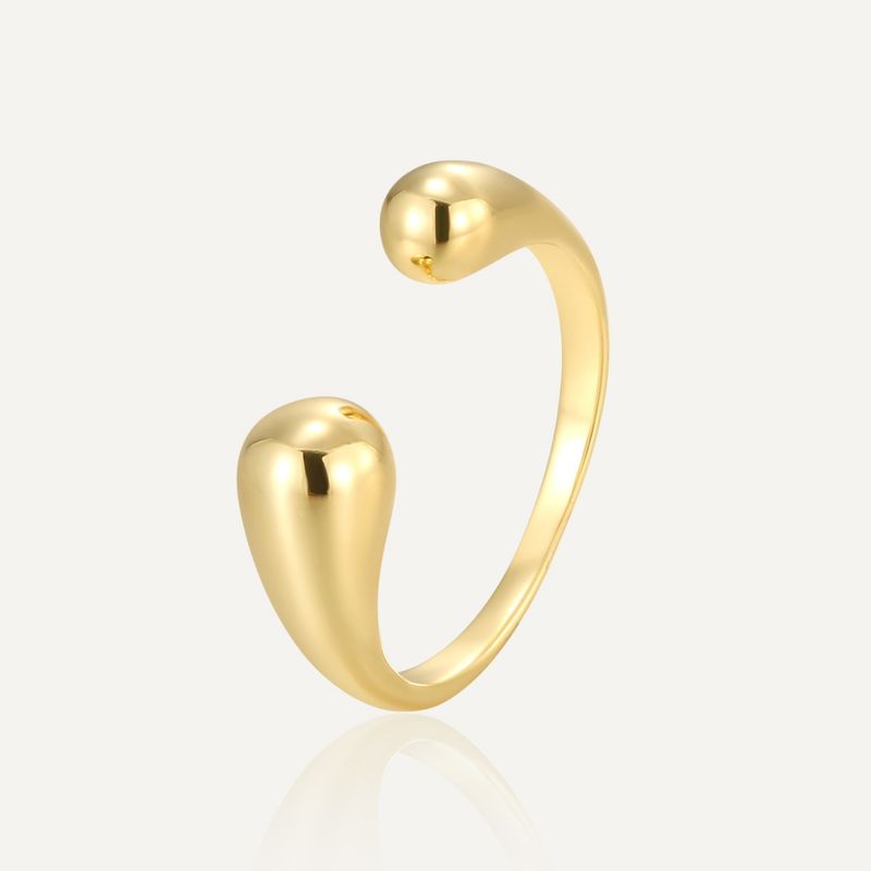 

925 Sterling Silve Smooth Double Ball Beads Rings For Woman Adjustable Gold Color Geometric Wedding Couple Rings Fine Zircon золотий