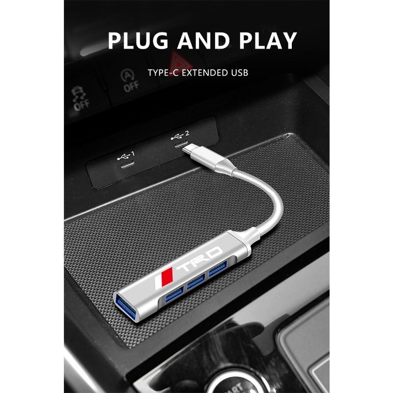 4 Ports USB 3.0 HUB TYPE-C Multi High Data Transmission Car Adapter For Toyota TRD Fortuner Chr Verso Prius Hiace Yaris Trd Corolla