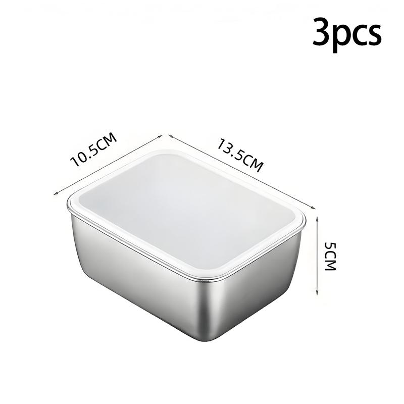 3Pcs Stainless Steel Food Containers Leakproof Stackable With Clear Lids For Camping Home & Meal Prep