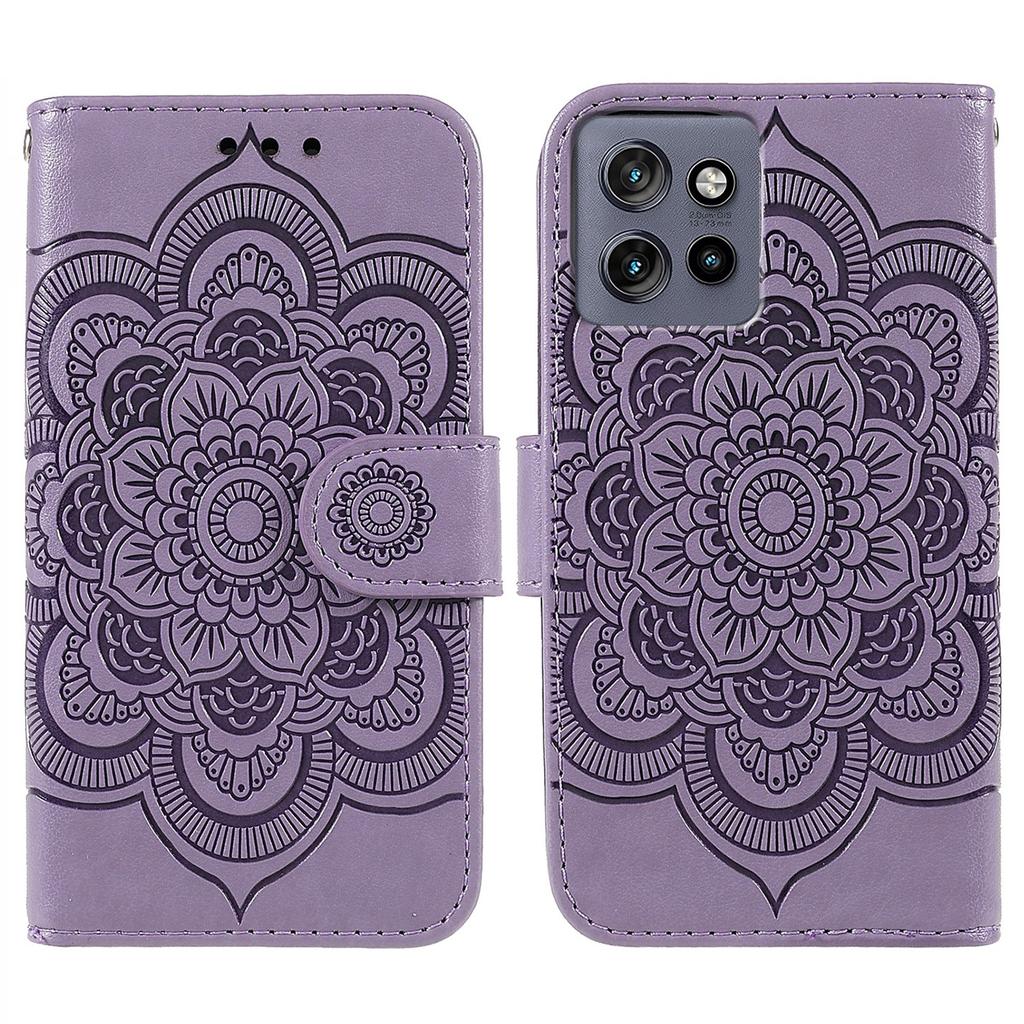 For Motorola Edge 50 5G Case PU Leather Mandala Imprinted Design Wallet Phone Cover