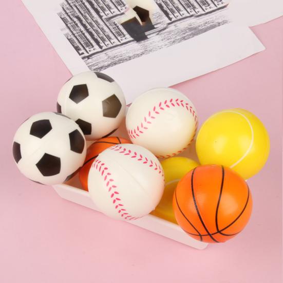 6Pcs Mini Sports Stress Ball Anxiety Relief Small Foam Football Baseball Basketball Tennis Soccer Kids Elastic Ball Fidget Sensory Toy