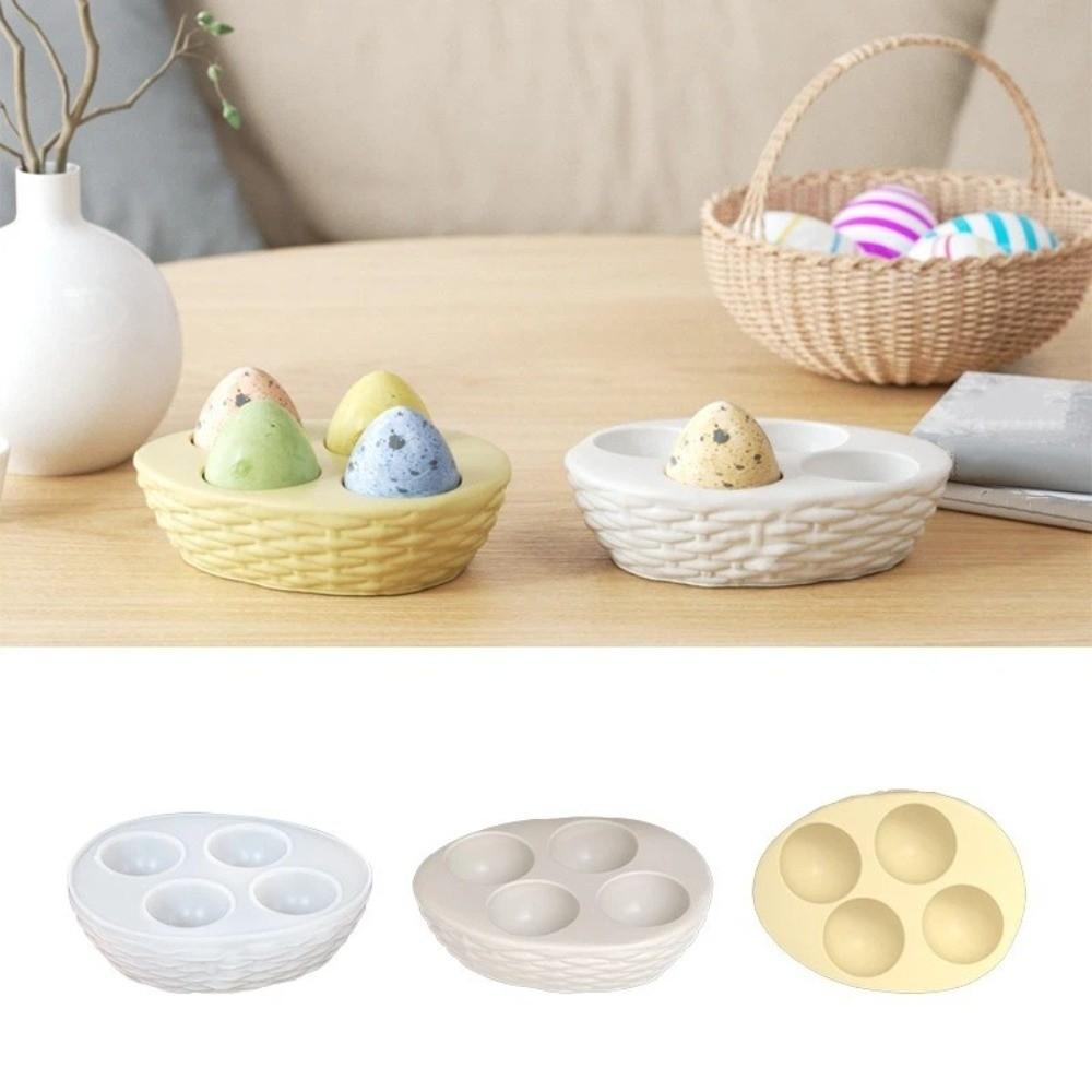 Four-Compartment Woven Egg Tray Mold Heat Resistant Handmade Easter Silicone Mold Lightweight Non-Stick Resin Casting Molds