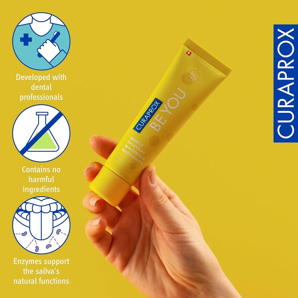 Curaprox Be You Toothpaste 60 ml Gentle Daily Whitening Grapefruit Flavor Fluoride Fresh Breath Oral Care Clean Teeth