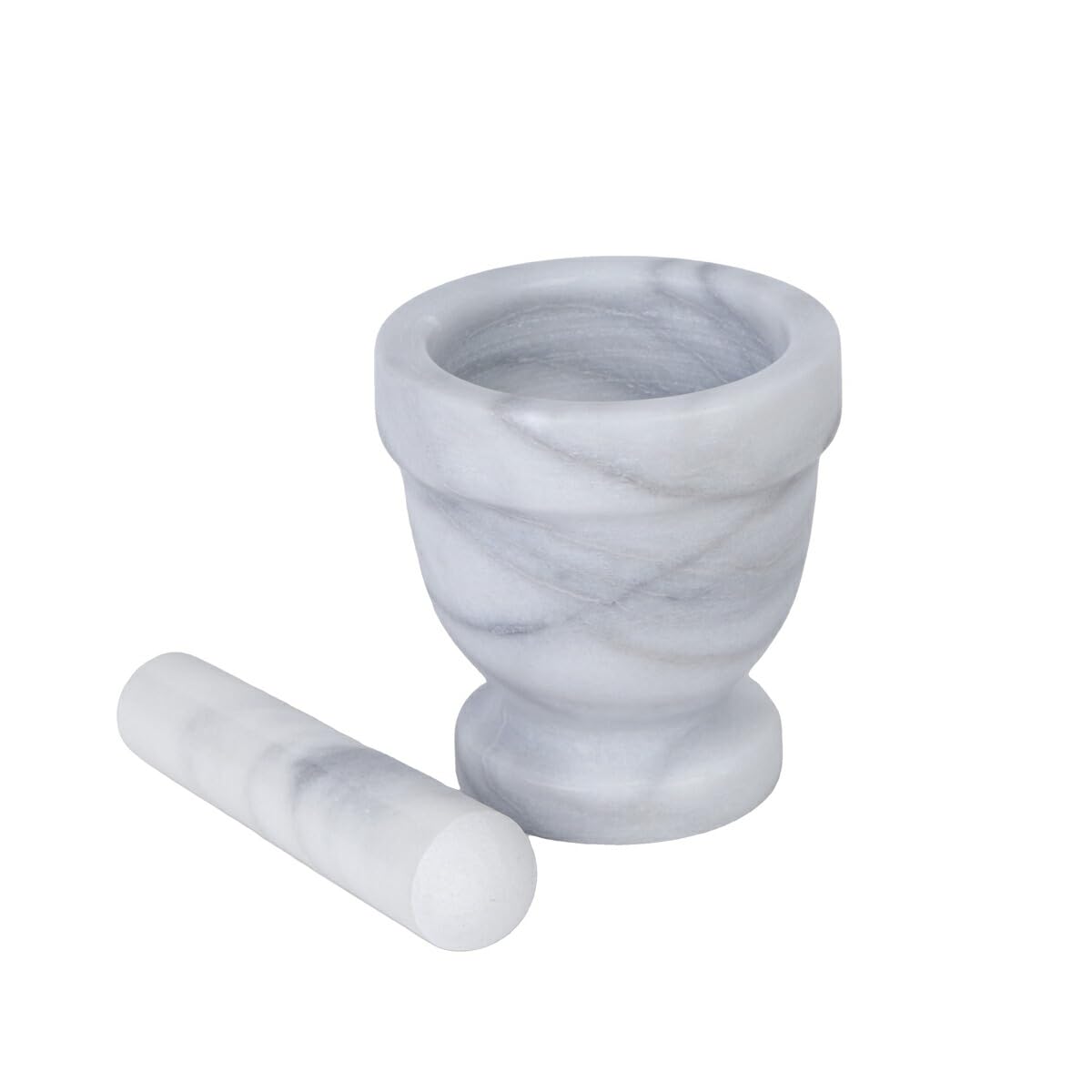 

Thunder Group Mortar and Pestle Set, 10cm Diameter x 10cm Height, Marble, for Crushing Spices, MRGR001