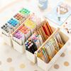 Practical Storage Box with Wooden Handle Multi Compartment Table Storage Box for Sorting Stationery Notebooks Folders