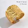 Punk Hammer Patterned Wide Edged Adjustable Opening Rings for Women Gold Color Stainless Steel Rings Party Jewelry Gifts
