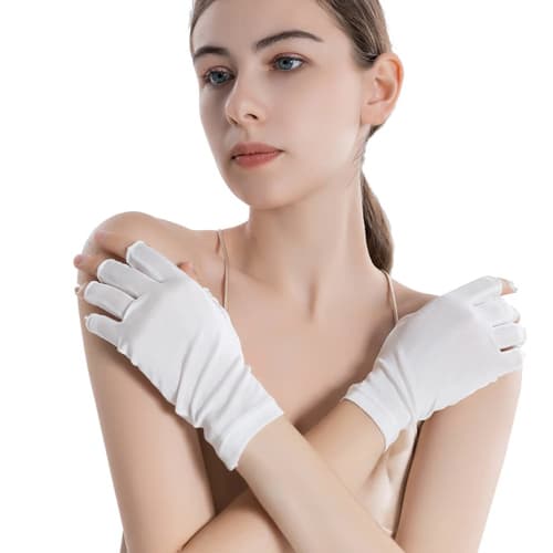 Aiyuga Limited Edition Silk Gloves for Women, Fingerless, Cut-Out Fingertips, Perfect for Sleeping, Hand Care, Skin Irritation, Sun Protection, Smartp
