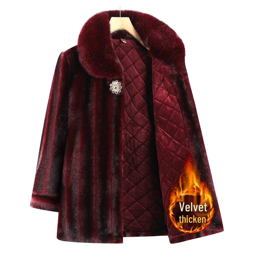 Faux Fur Coat for Women: Grandma Style, Thickened Winter Wear, Mink Velvet for Middle-Aged and Elderly