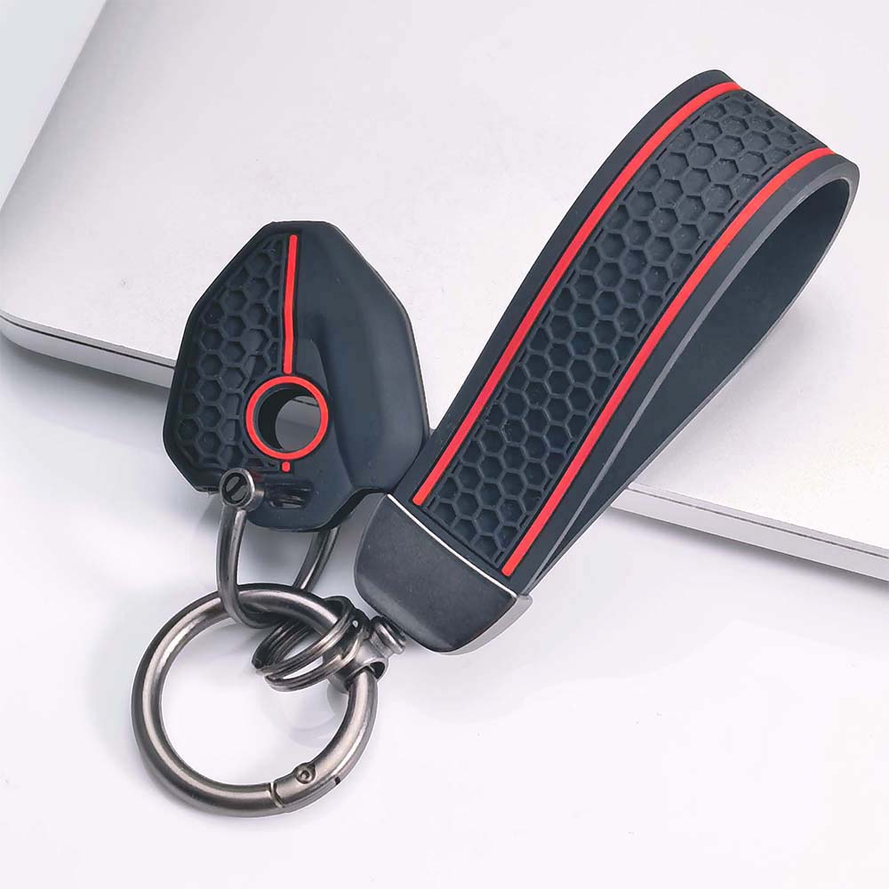 Key Holder Cover for CFMOTO 1-Button with Keychain Anti-Scratch Anti-Shock Keychain Holder Soft Silicone Motorcycle Key Protective Cover with keychain