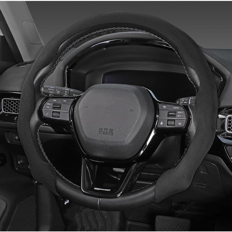 

НОВЫЙ ультратонкий нескользящий противоскользящий чехол на руль автомобиля из углеродного волокна с мехом, аксессуары для украшения интерьера автомобиля 38 см B-Fur Black