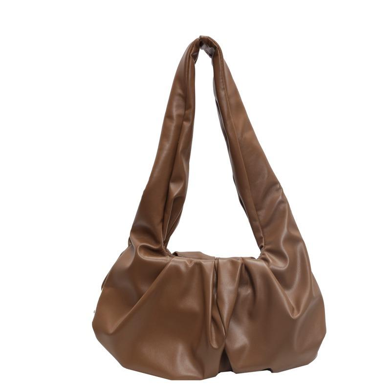 

Ранней весной новая сумка-подмышка для通勤, женская новая универсальная ретро-модная плиссированная сумка на плечо, нишевая женская сумка коричневый