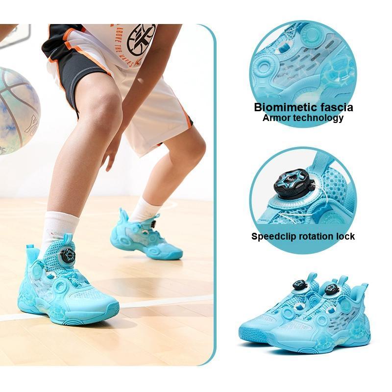 Anta Kids Asymmetric 2 Simple Comfortable Non-Slip Durable Mid-Top Basketball Shoes Kids Basketball Shoes Mercury-Blue 312321102H-5