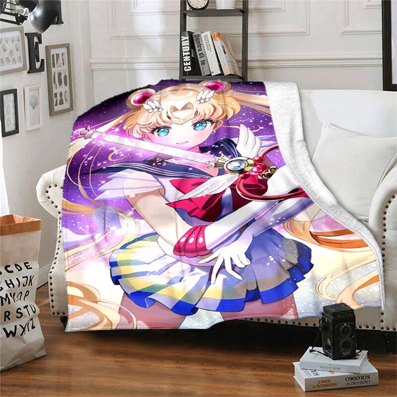 1pc Blanket Sailor Moon1 Print Design, Lightweight Blanket for Sofa, Bed- Soft &Warm, Gift for All Seasons like Christmas, Halloween