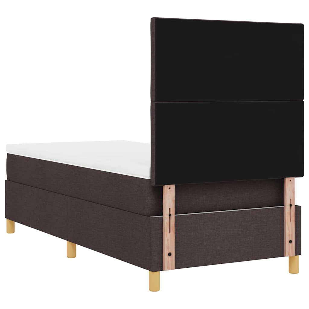 Boxspring Bed with Headboard Dark Brown 90 x 190 cm Fabric
