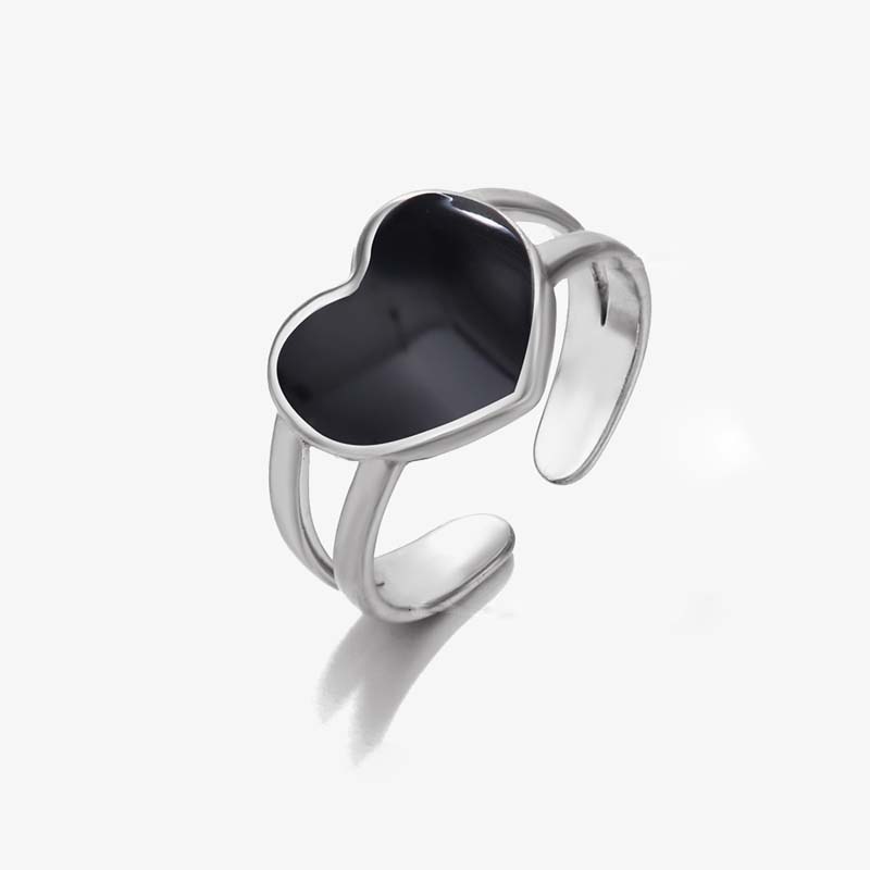 Fashion Stainless Steel Geometric Rings for Women Simple Black Color Dropping Oil Adjustable Rings Wedding Jewelry Gift Bijoux