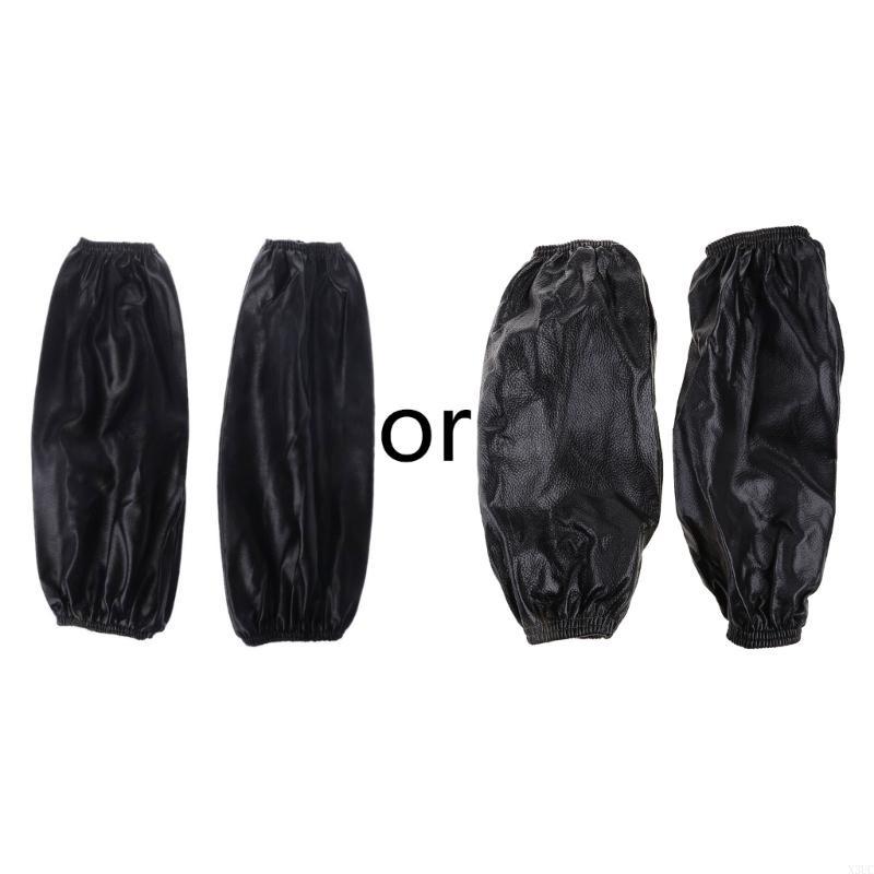 

1 Pair Waterproof Oilproof Arm Sleeves Covers Faux Leather Oversleeves Sleevelet X3UC чёрный